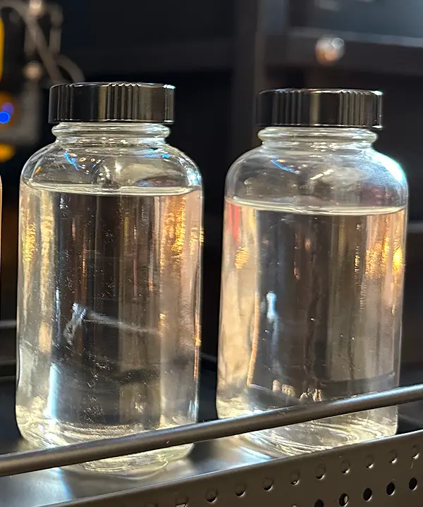 Clear treated water sample